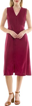 Nicole Miller Pintucked Sleeveless Midi Dress