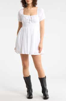 Puff Sleeve Tie Front Minidress