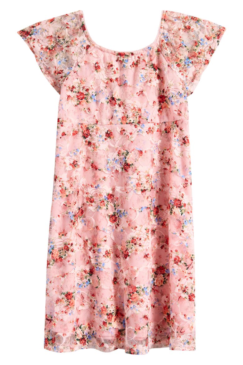 Kids' Empire Waist Lace Dress, Alternate, color, PINK