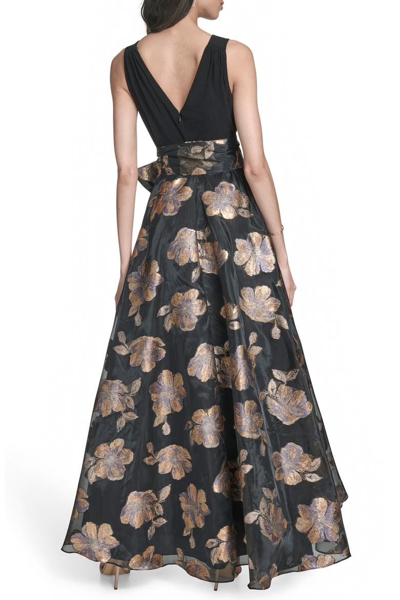 Tie Waist Gown, Alternate, color, BLK GOLD