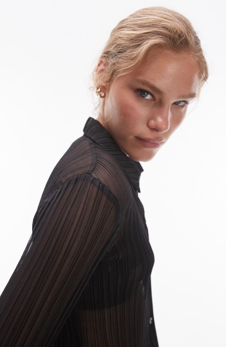 Topshop Plissé Shirt, Alternate, color,