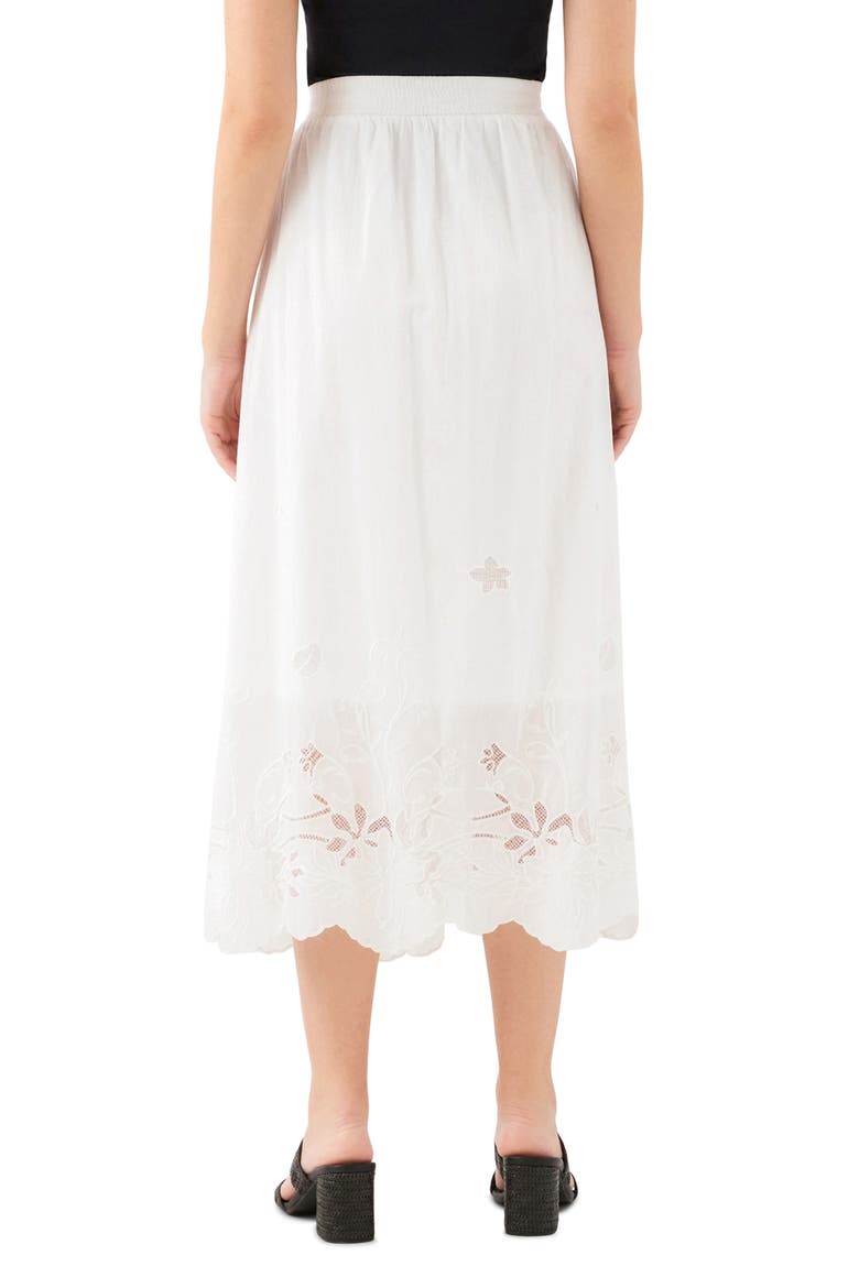 Embroidered Eyelet Cotton Midi Skirt, Alternate, color, OFF WHITE