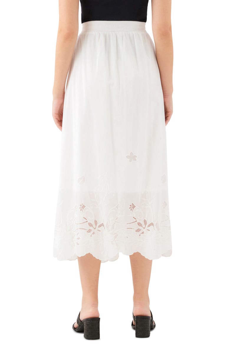 Karen Kane Embroidered Eyelet Cotton Midi Skirt, Alternate, color, Off White