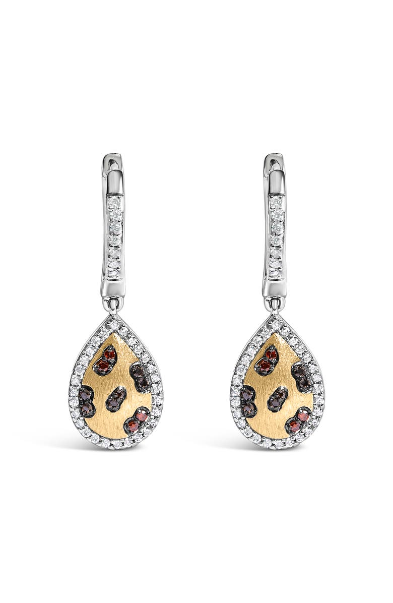 Haus of Brilliance 10K Yellow Gold Plated Sterling Silver 1/3 Cttw Multi Color Diamond Pear Shape Dangle Earrings, Main, color, Silver