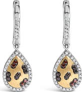 Haus of Brilliance 10K Yellow Gold Plated Sterling Silver 1/3 Cttw Multi Color Diamond Pear Shape Dangle Earrings