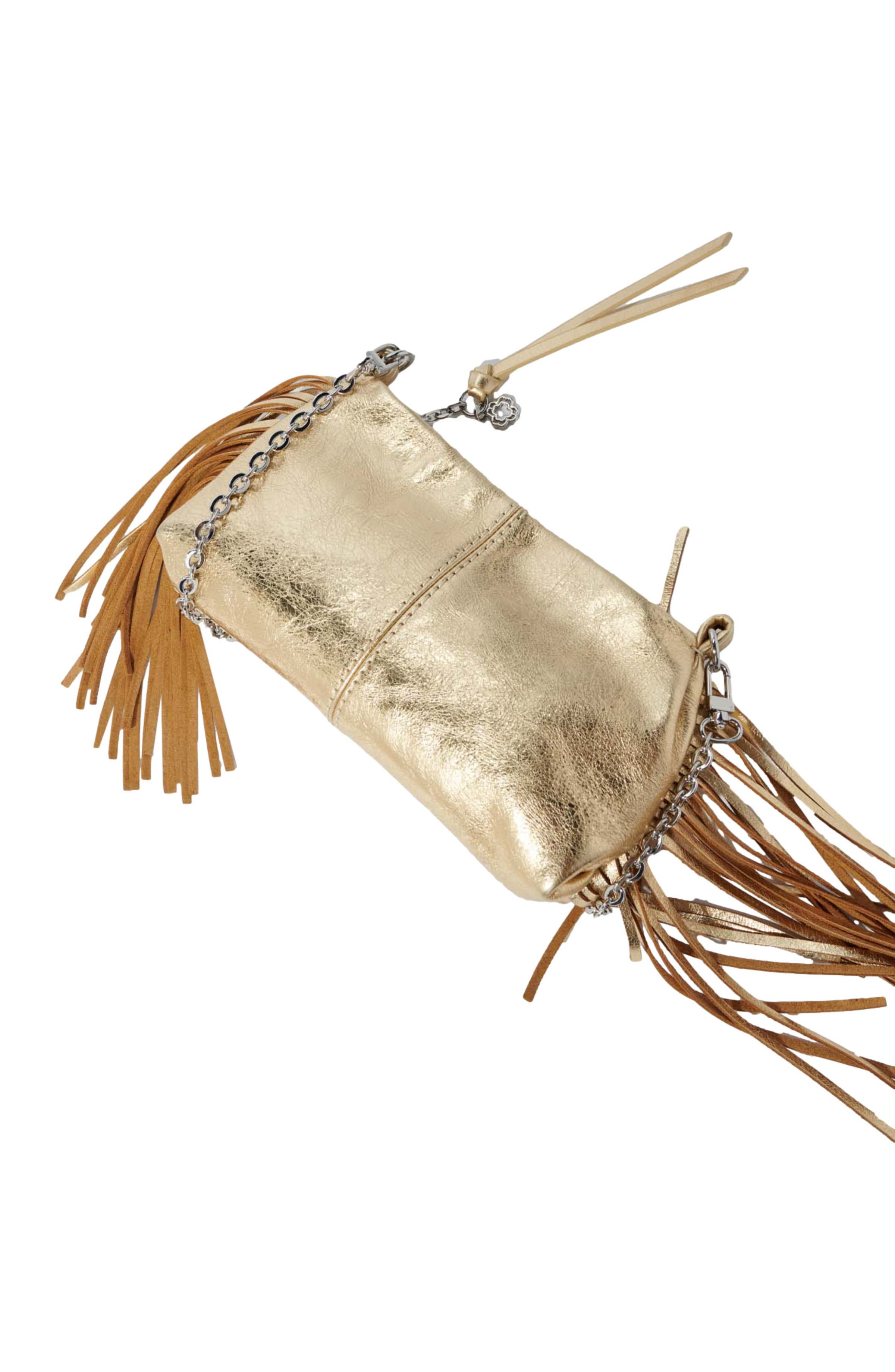 maje Metallic leather Miss M Pouch bag, Alternate, color, Gold