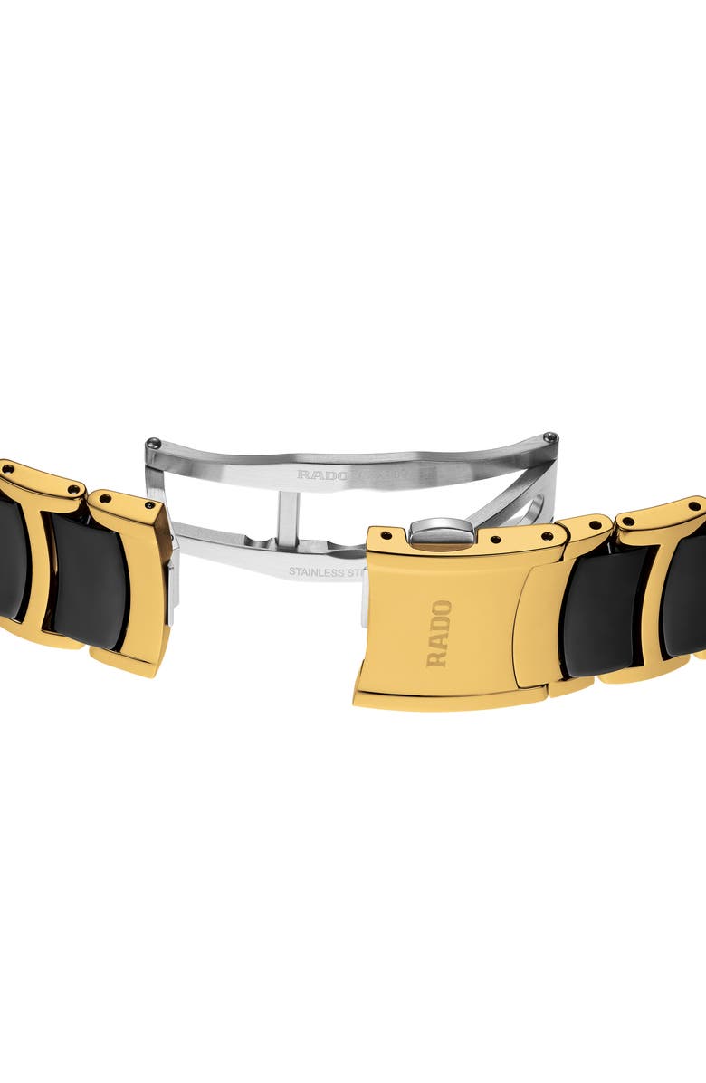 RADO True Square Automatic Open Heart Ceramic Bracelet Watch, 38mm, Alternate, color, Black