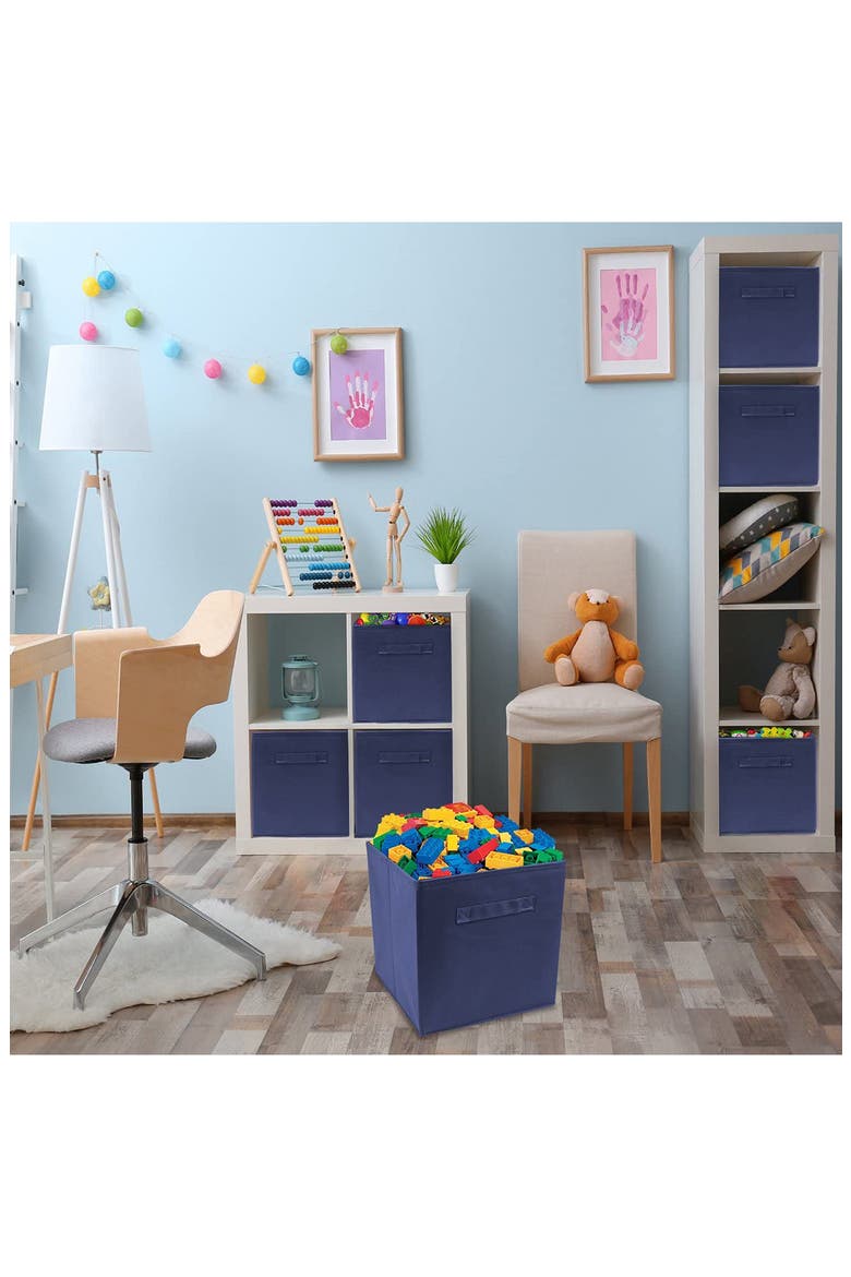 Navy Foldable Storage Cube Basket Bin - Pack of 6, Alternate, color, NAVY BLUE