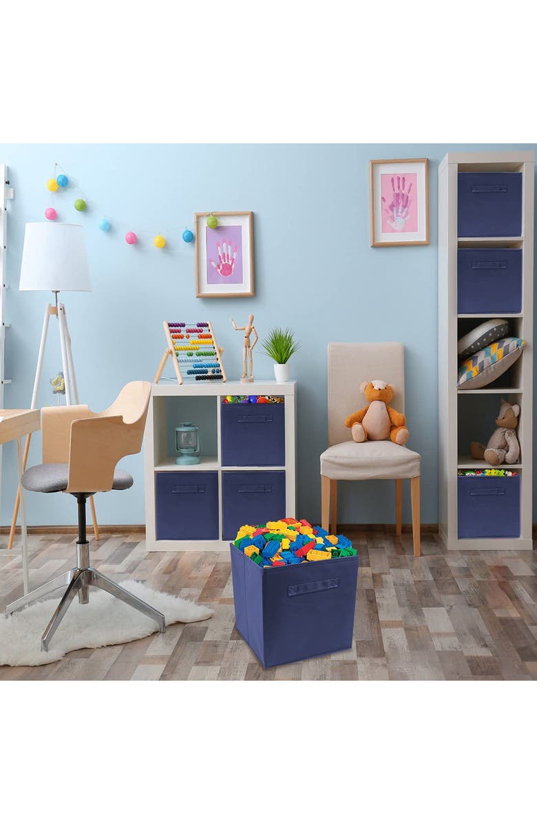 SORBUS Navy Foldable Storage Cube Basket Bin - Pack of 6, Alternate, color, Navy Blue