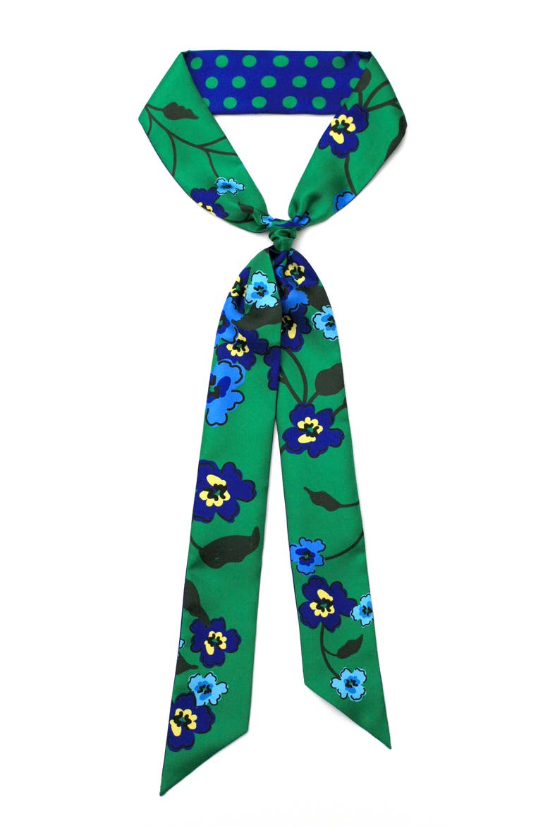 Silk Skinny Scarf Emerald Echo, Main, color, Green