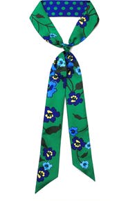 Jessie Zhao New York Silk Skinny Scarf Emerald Echo