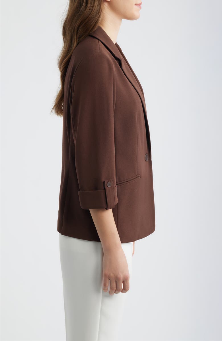 AK ANNE KLEIN Roll-Tab Sleeve Jacket, Alternate, color, Dark Chocolate