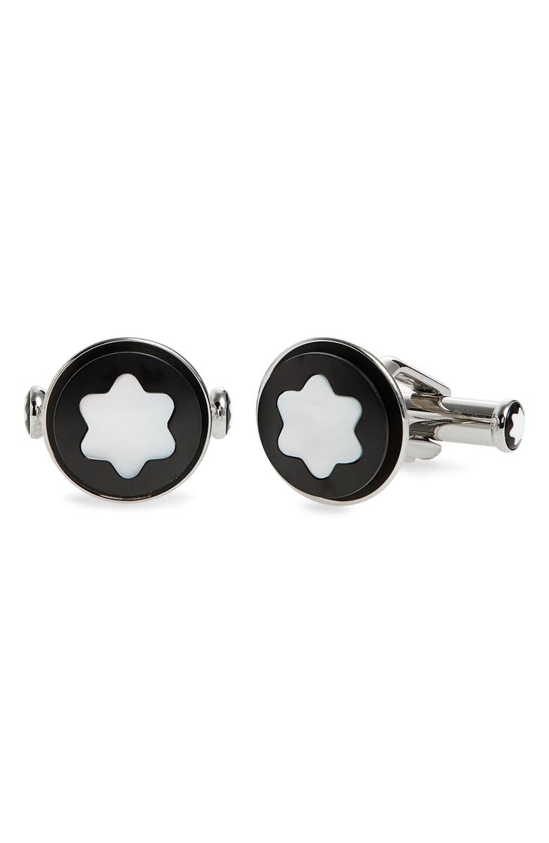 Montblanc Star Cuff Links, Main, color, Silver Metallic