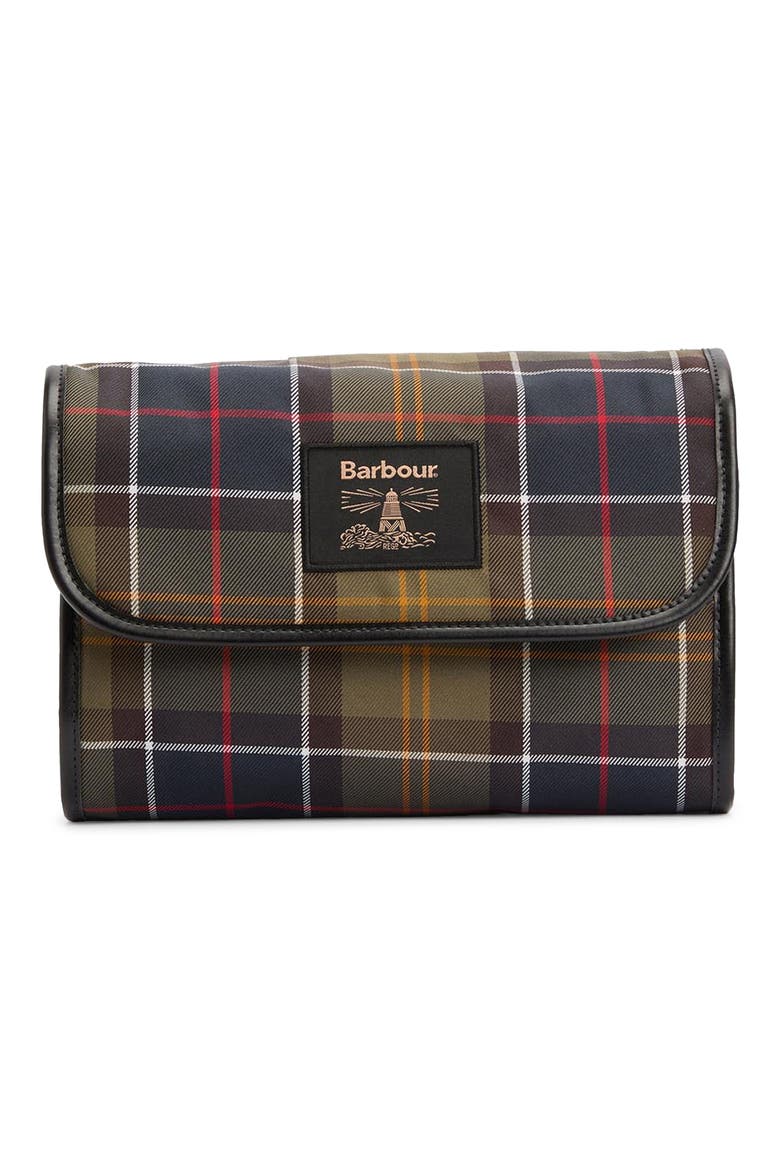 Tartan Hanging Wash Bag, Main, color, CLASSIC/BEACON