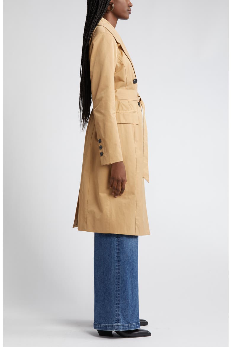Stretch Cotton Blend Belted Trench Coat, Alternate, color, RATTAN