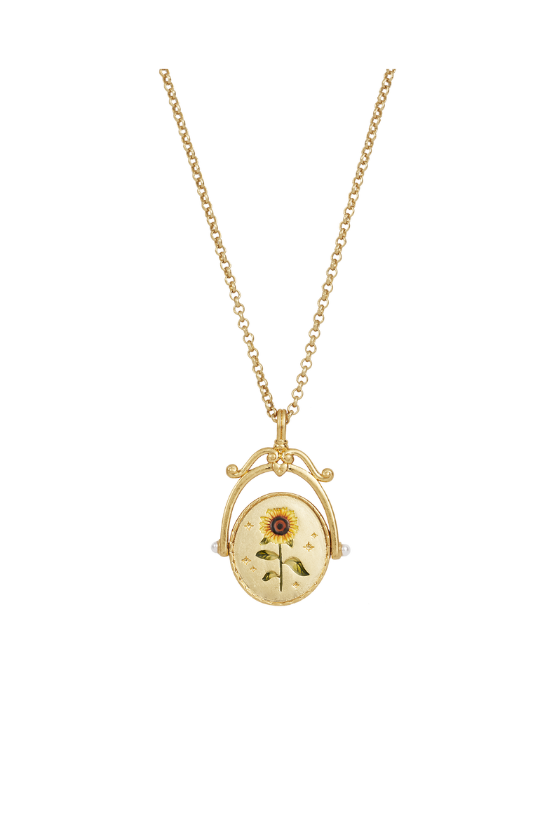 S Initial Sunflower Gold Spinner Chain Necklace, Alternate, color, Gold