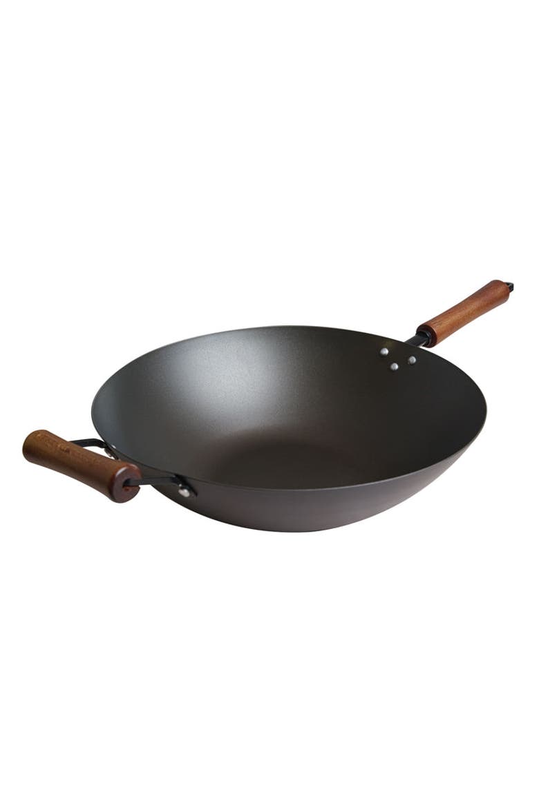 Carbon Steel Preseasoned Wok, 14-Inch, Main, color, Black