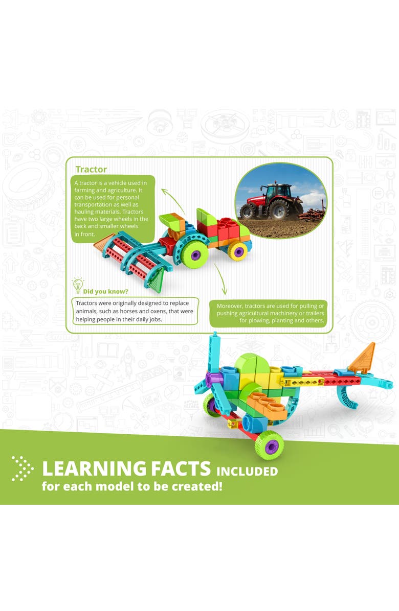 Engino Qboidz Farm Tractor 10 Model Brick Building Set, Alternate, color, Multicolored