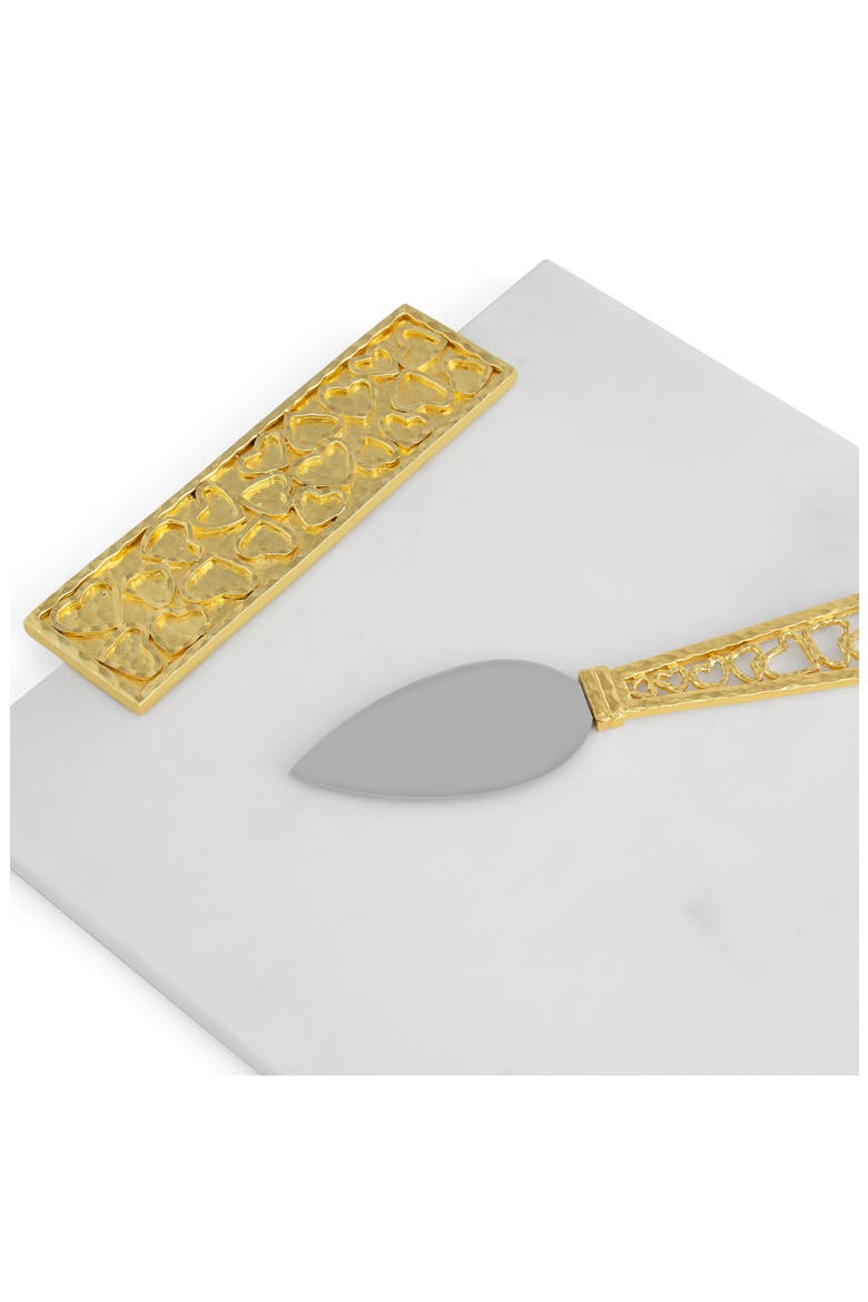 Heart Cheese Board & Spreader, Alternate, color, White