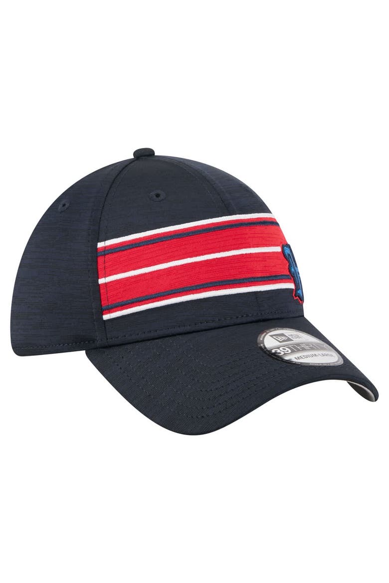 Men's New Era  Navy Houston Texans Stripes 39THIRTY Flex Hat, Alternate, color, Navy