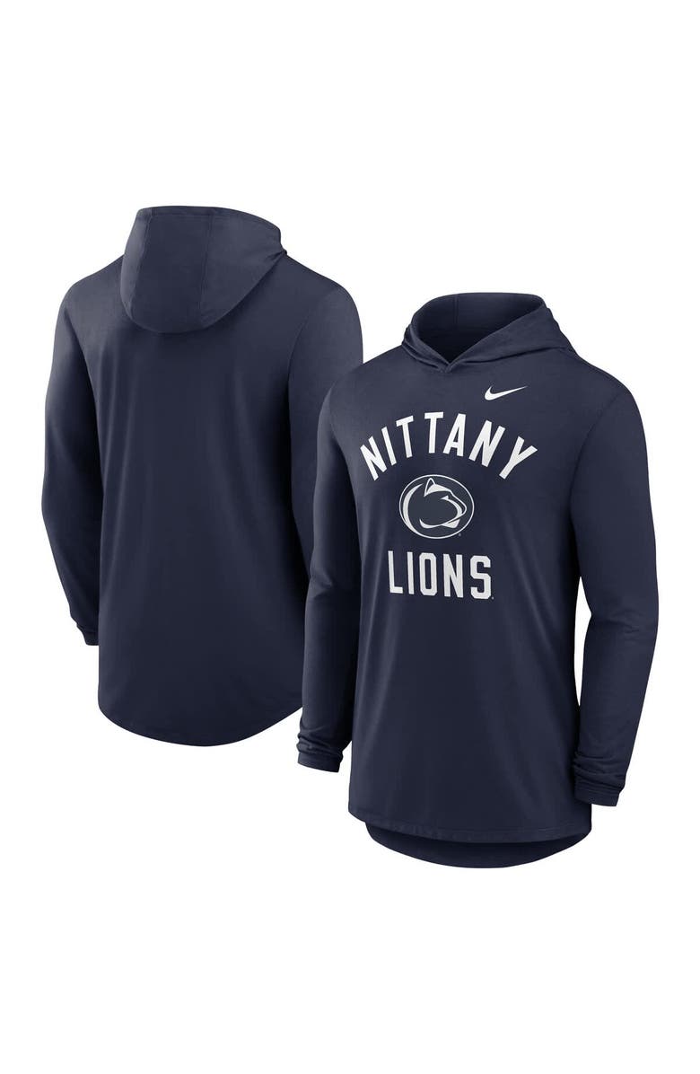 Nike Men's Nike Navy Penn State Nittany Lions Classic Arch Tri-Blend Performance Long Sleeve Hoodie T-Shirt, Main, color, Navy