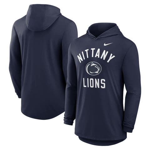 Men's Nike Navy Penn State Nittany Lions Classic Arch Tri-Blend Performance Long Sleeve Hoodie T-Shirt