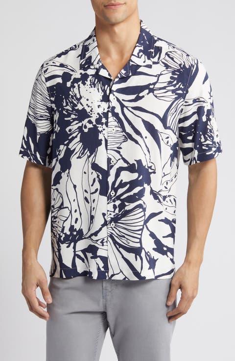 Julian Shaped Fit EcoVero™ Abstract Floral Print Camp Shirt
