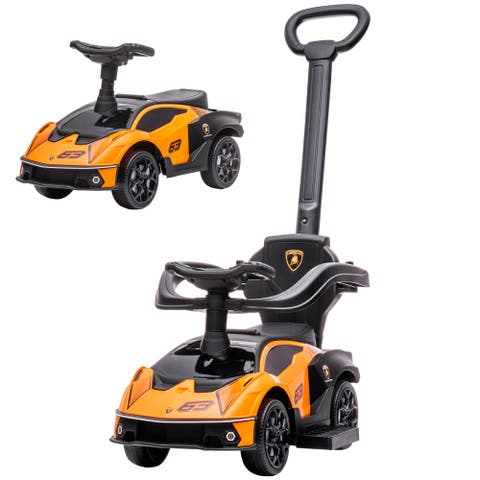2-in-1 Kids Push Car with Horn, Engine Sound, Steering Wheel