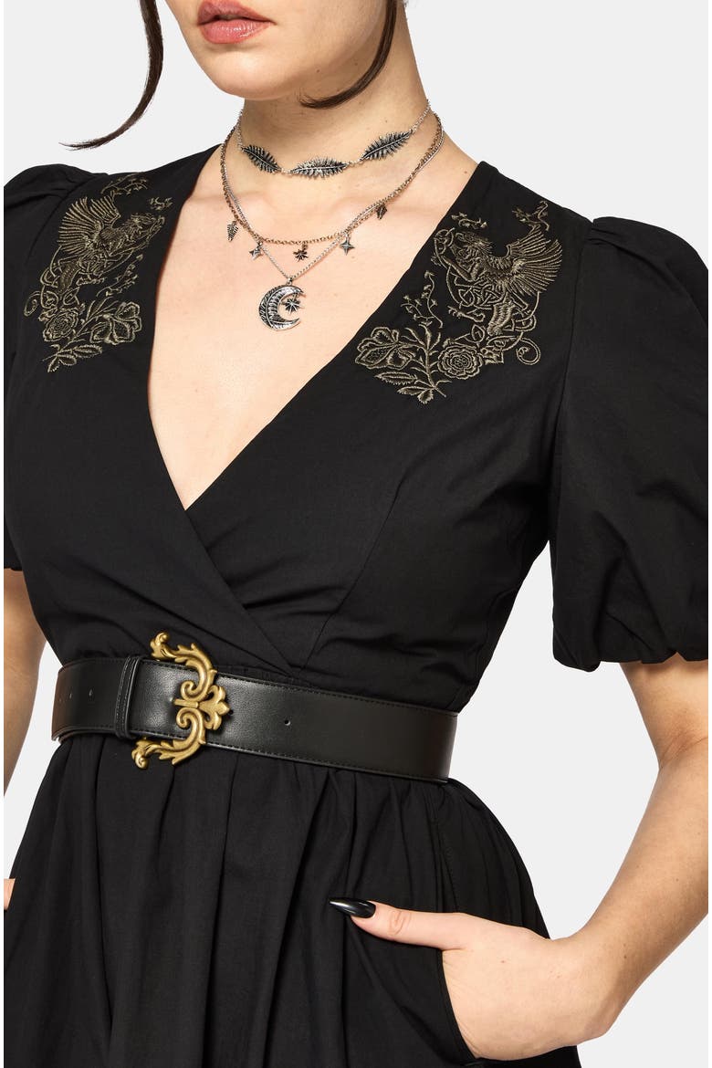 Fleux Phoenix Wrap Midi Dress, Alternate, color, Black