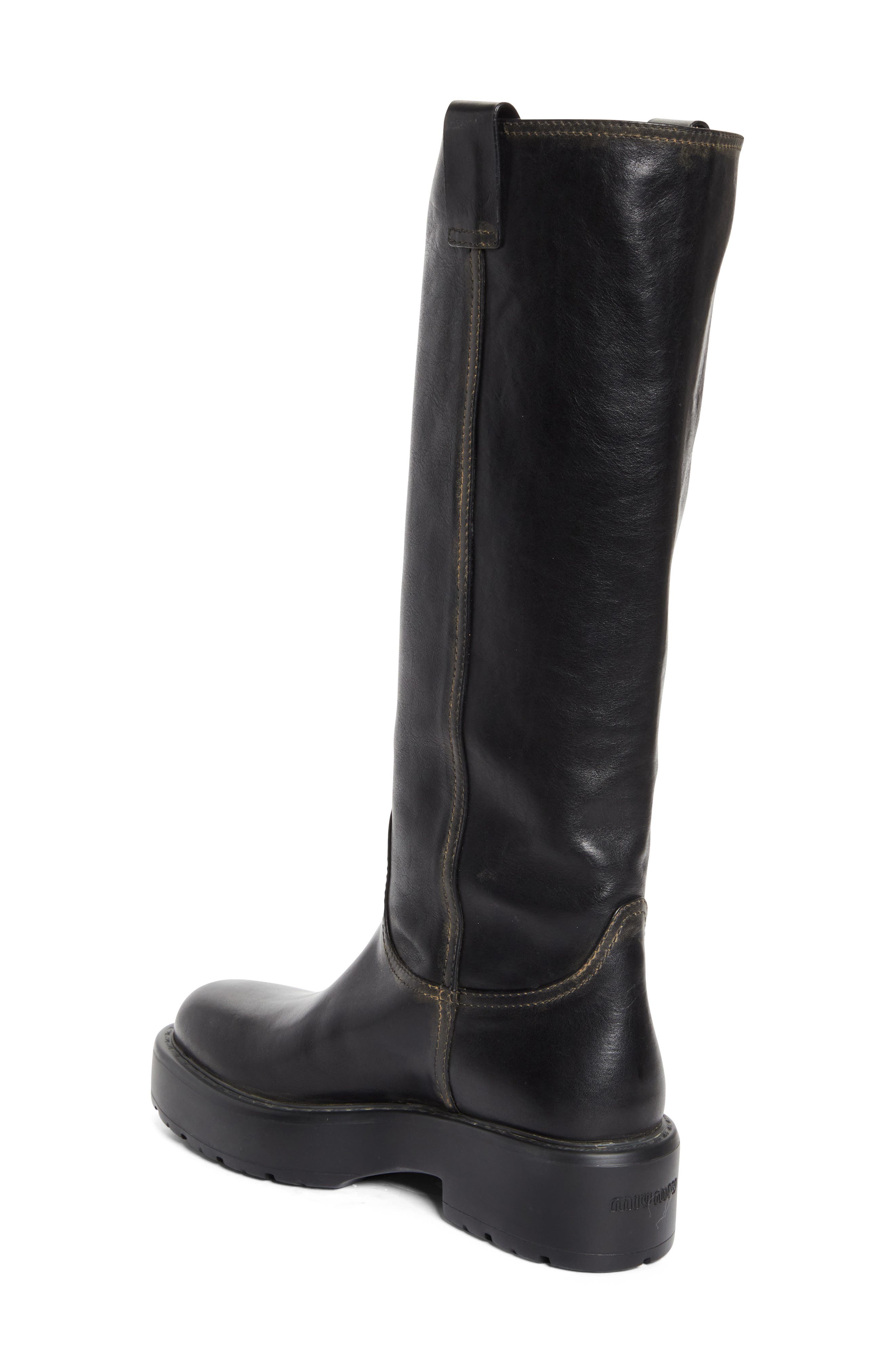 Miu Miu Knee High Boot, Alternate, color, Nero