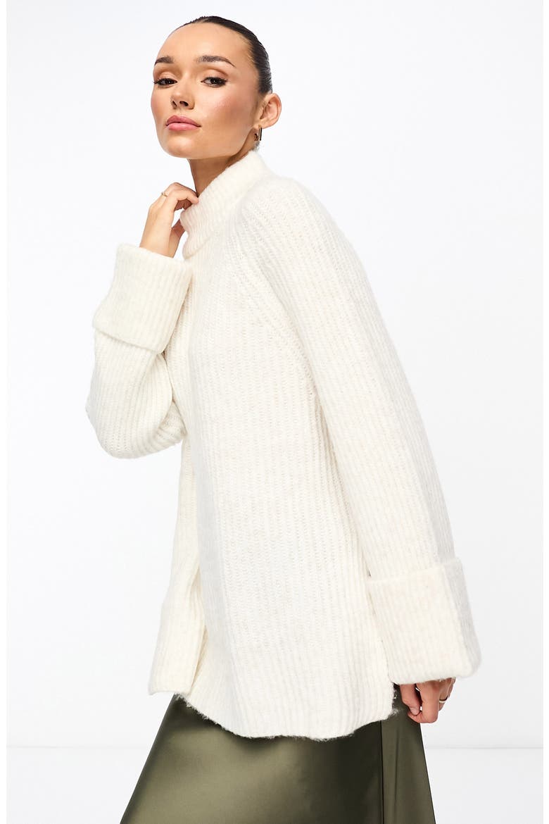 Side Slit Mock Neck Sweater, Alternate, color, CREAM