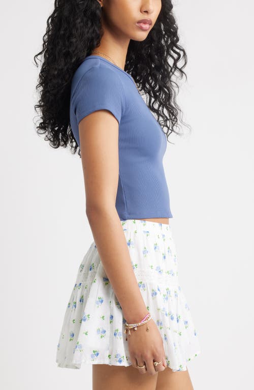 Bp. Compact Rib Crop Baby Tee In Blue