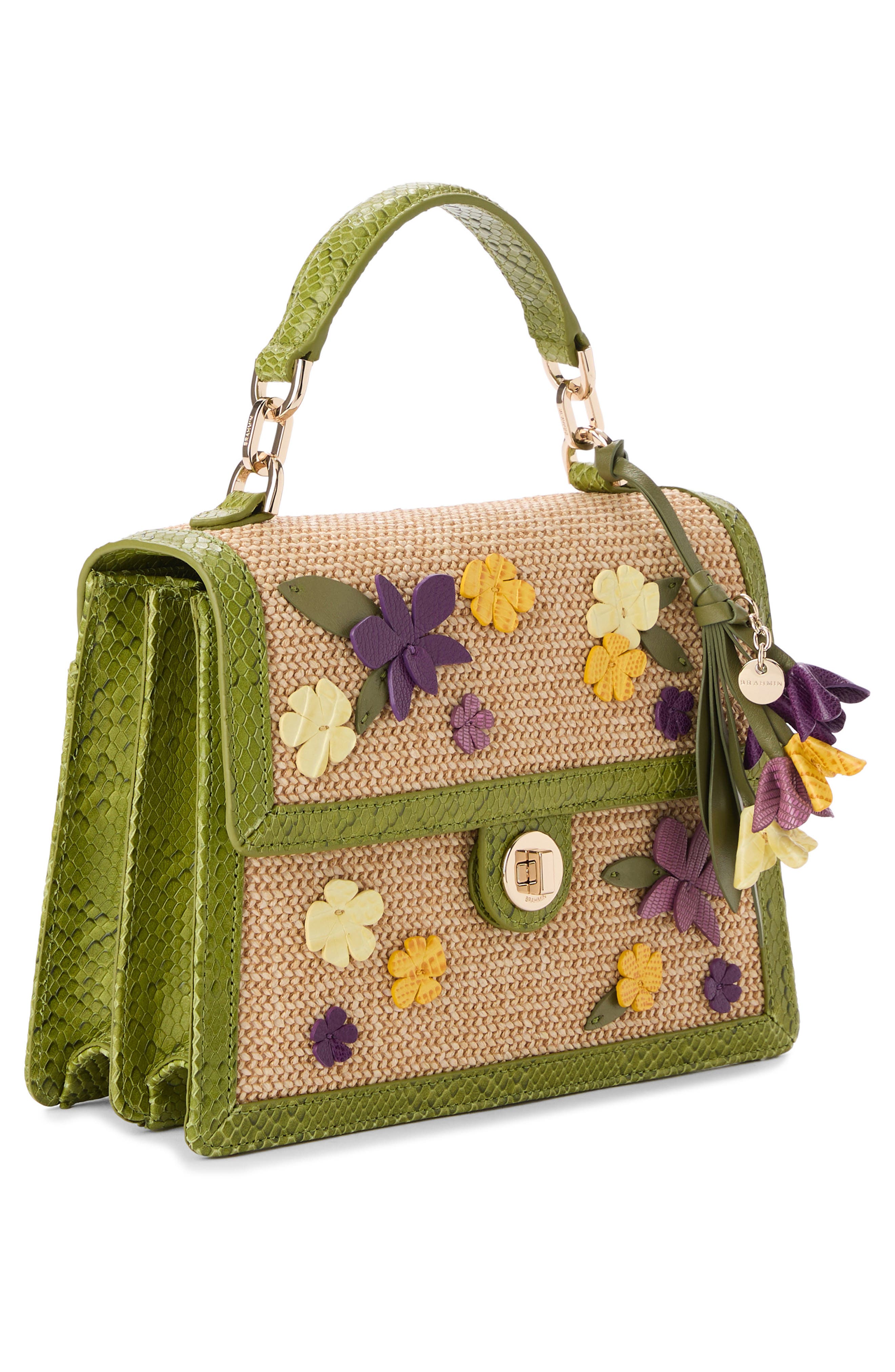 Brahmin Small Hallie Top Handle Bag, Alternate, color, Green Multi