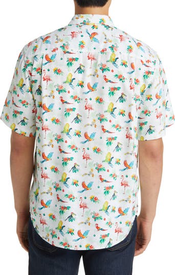 Veracruz Bay Holiday Birds Short Sleeve Button-Up Shirt