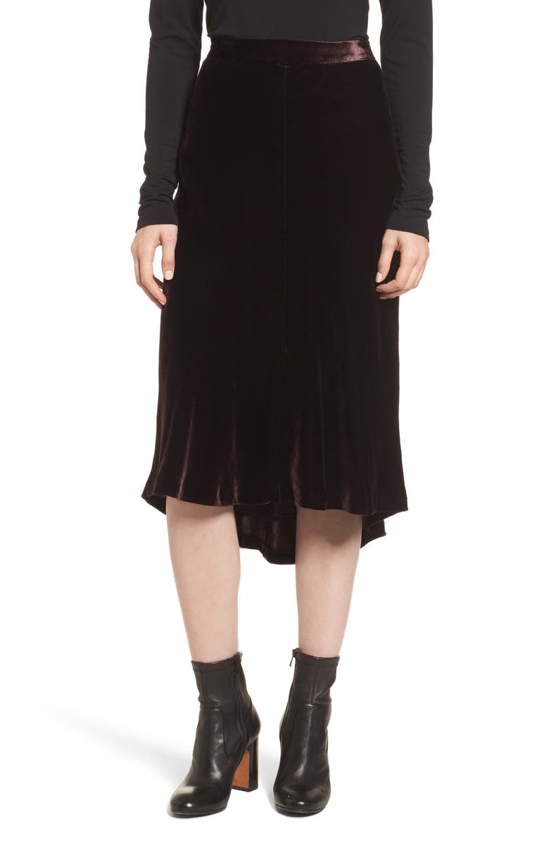 Nordstrom Signature High/Low Velvet Skirt, Main, color,