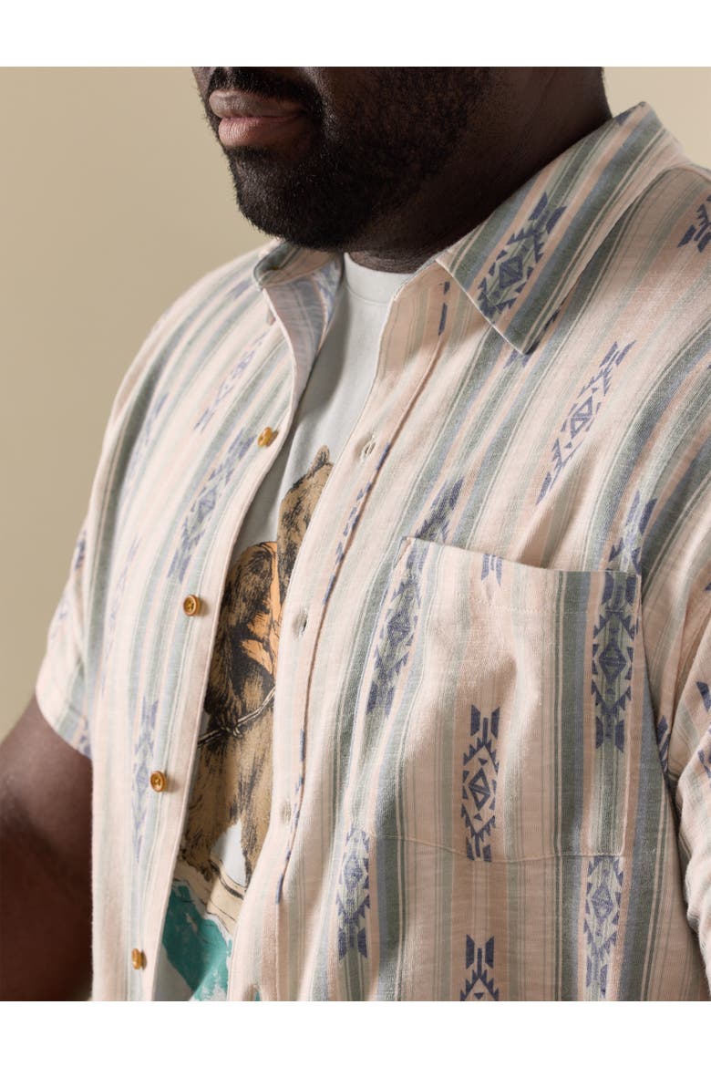 Big & Tall  Southwestern Linen Sport Shirt, Alternate, color, GREEN MULTI
