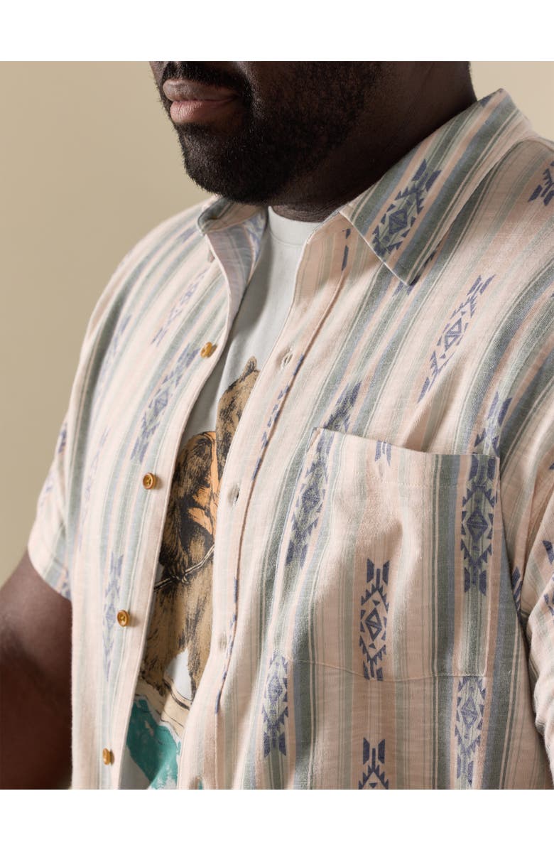 Lucky Brand Jeans Big & Tall Southwestern Linen Sport Shirt, Alternate, color, Green Multi