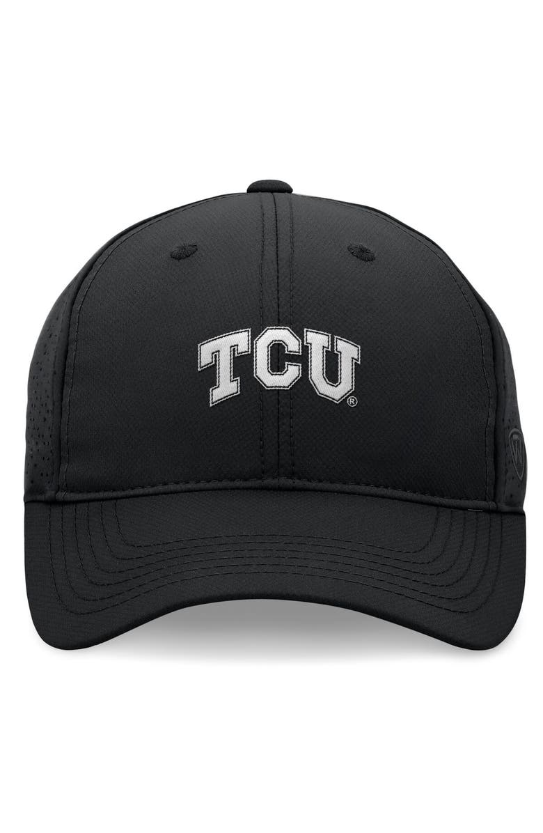 TOP OF THE WORLD Men's Top of the World Black TCU Horned Frogs Liquesce Trucker Adjustable Hat, Alternate, color, 