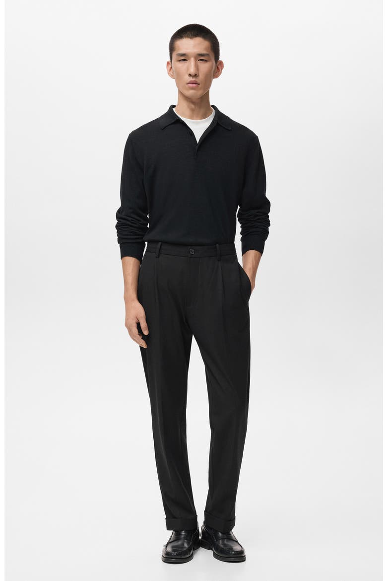 Regular Fit Pleated Pants, Alternate, color, BLACK