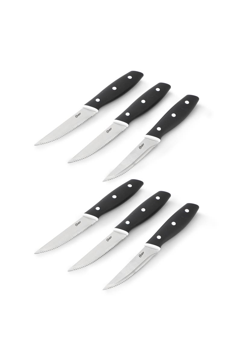 OSTER Collister 15 Piece Stainless Steel Cutlery Set with Soft Grip Handles, Alternate, color, Black