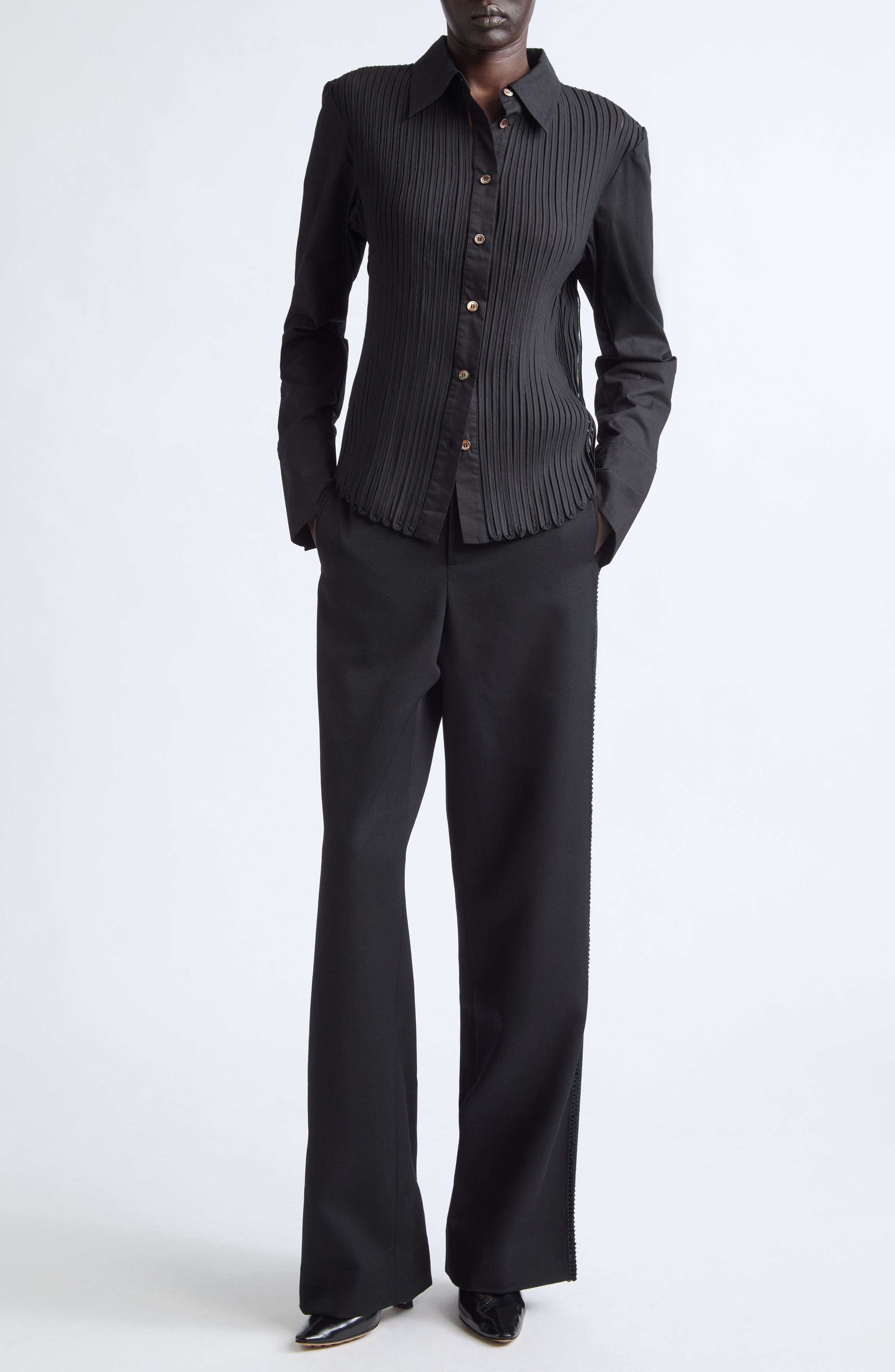 Diotima Trine Side Embroidered Wool Wide Leg Pants (Women) | Nordstrom