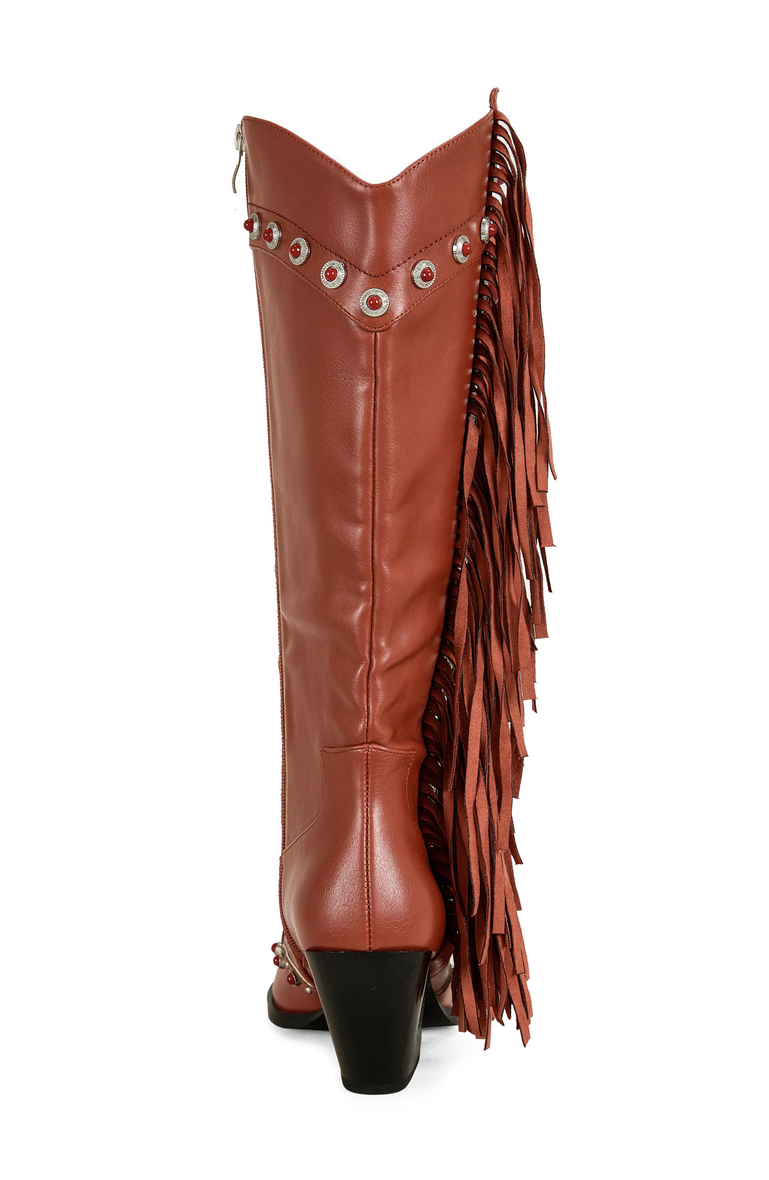 AZALEA WANG Pelagius Fringe Western Boot, Alternate, color, Red