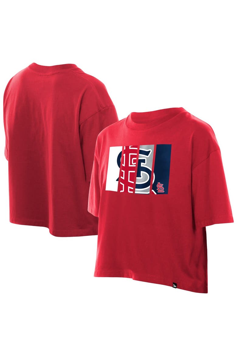 Women's New Era Red St. Louis Cardinals Boxy Foil Logo T-Shirt, Main, color, Red