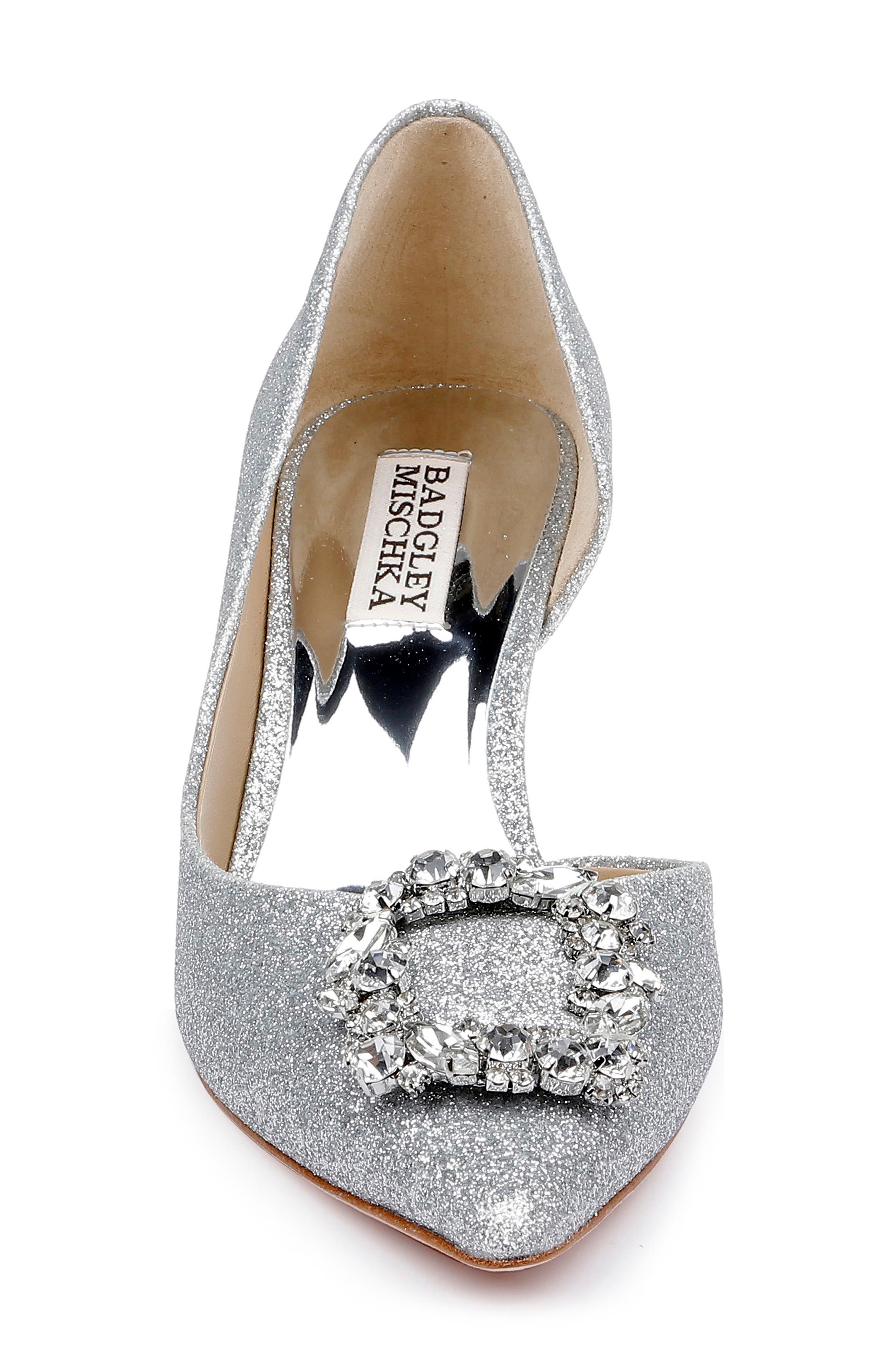 Fabia Embellished Pointed Toe Pump, Alternate, color, SILVER TEXTILE