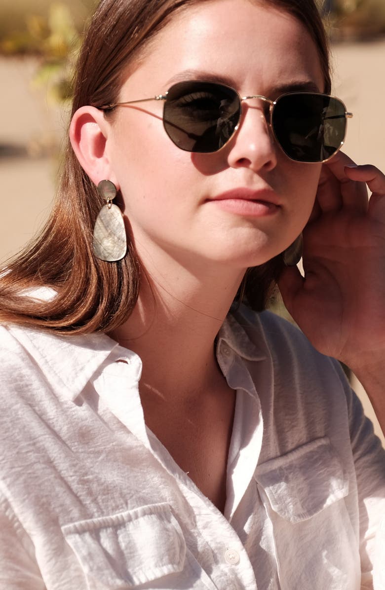 LIKHA Mother-of-Pearl Round & Trapezoid Drop Earrings, Alternate, color, Black