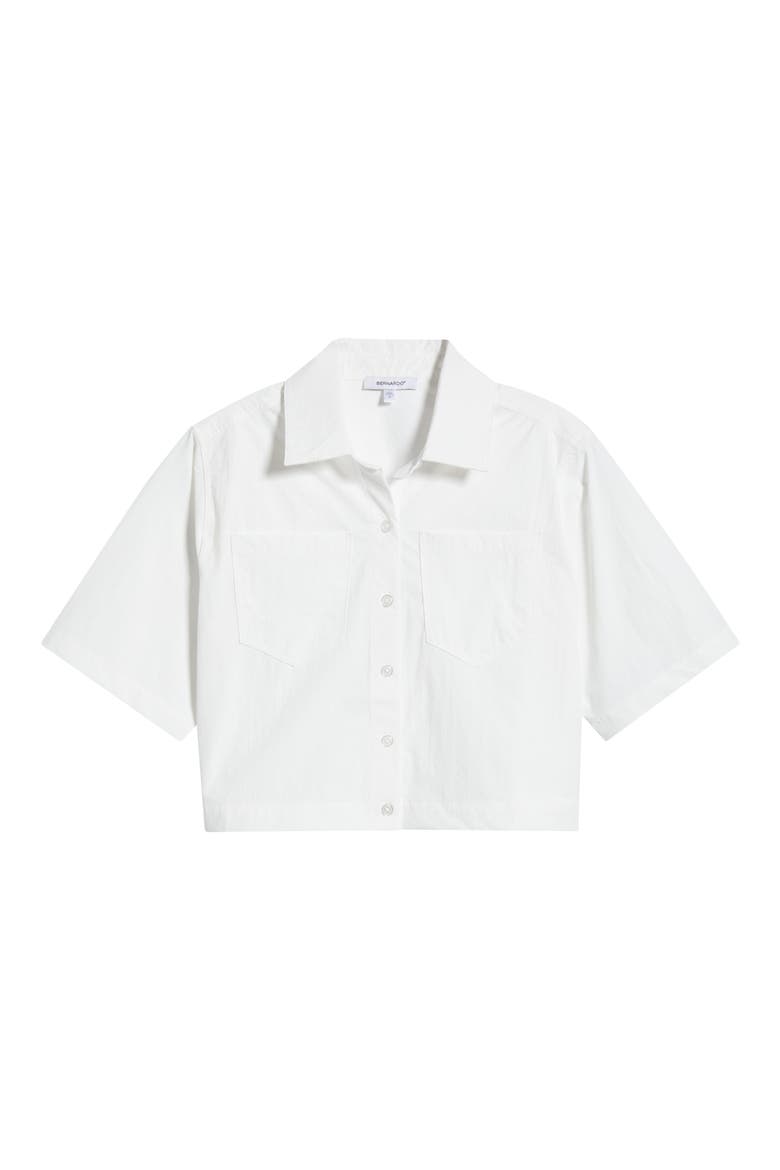 Crop Button-Up Shirt, Alternate, color, BRIGHT WHITE