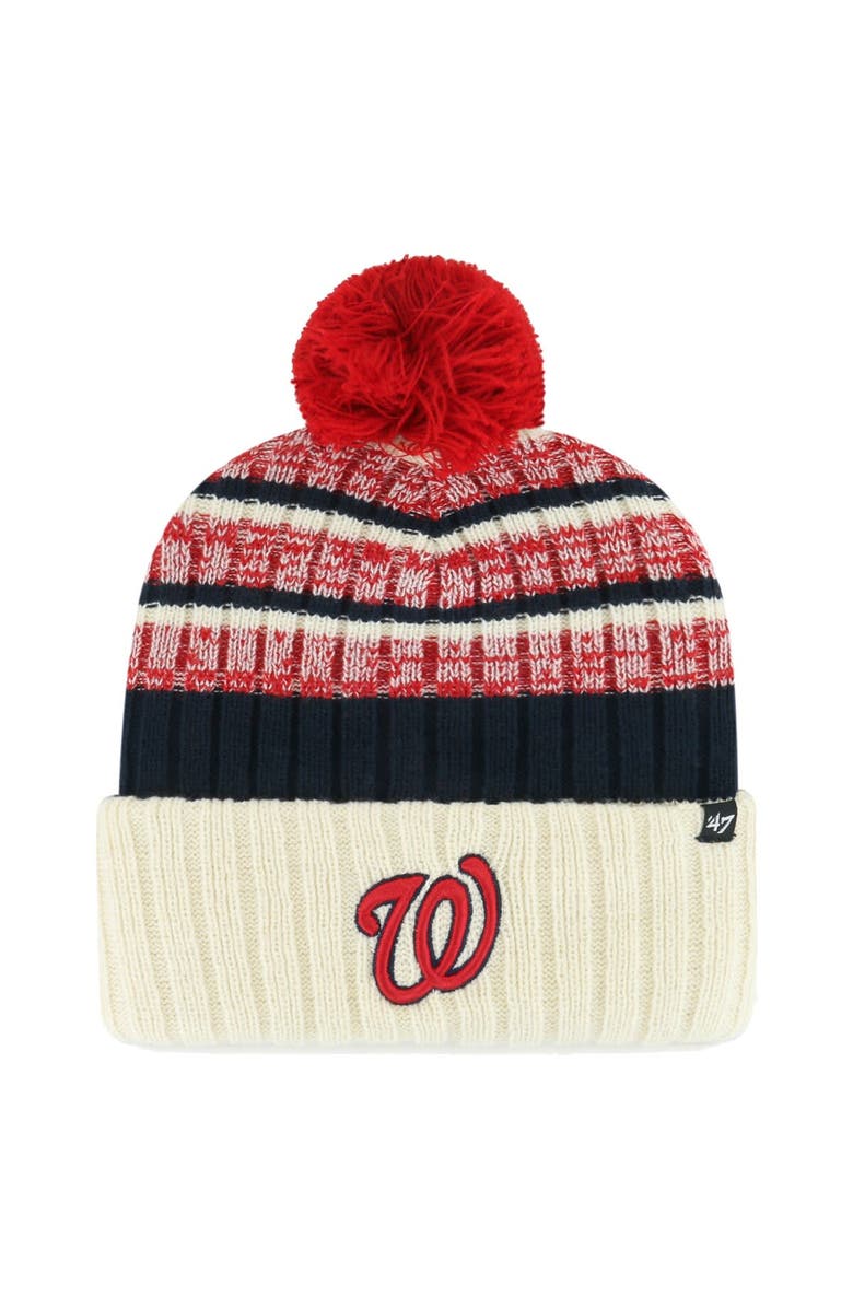 '47 Men's '47 Natural Washington Nationals Tavern Cuffed Knit Hat with Pom, Main, color, Natural