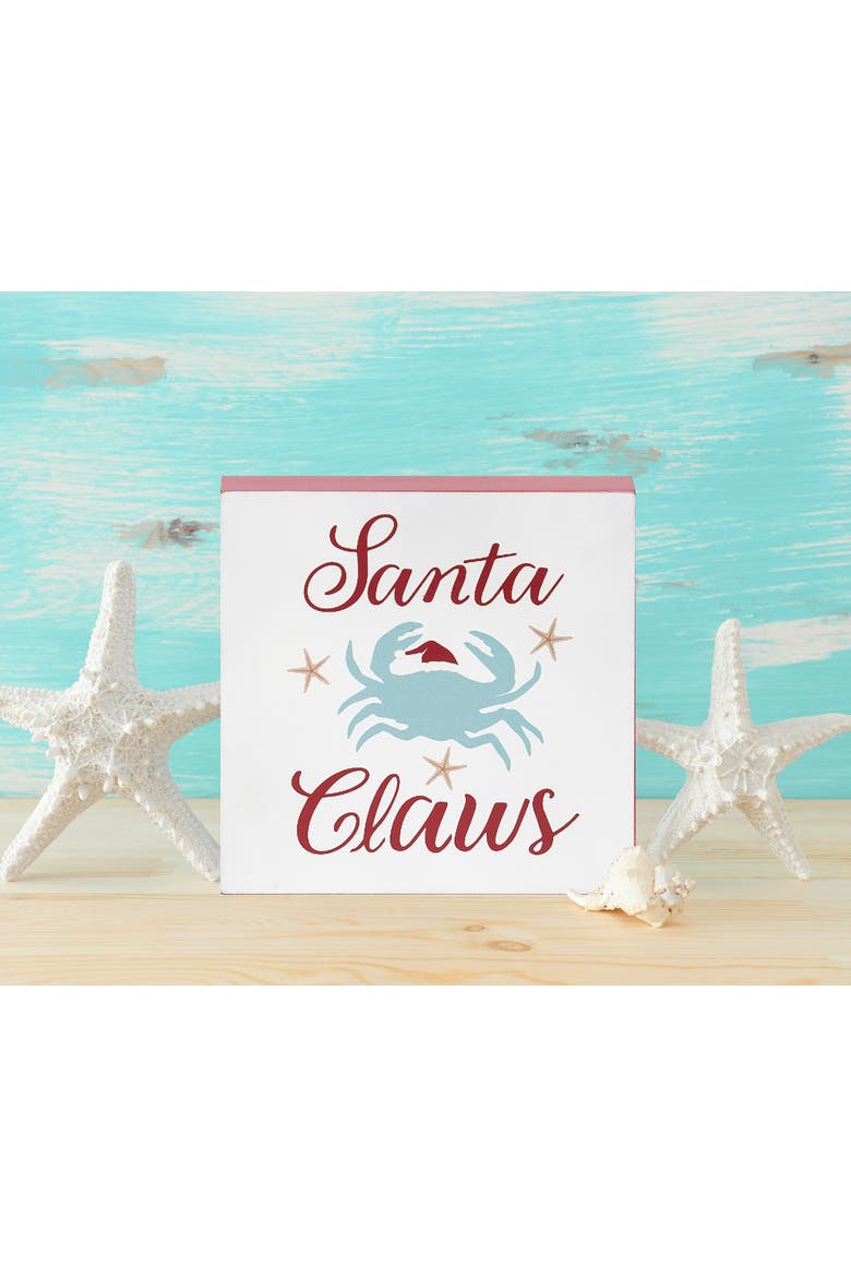Santa Claws Block Christmas Shelf Sitter Centerpiece, Alternate, color, White