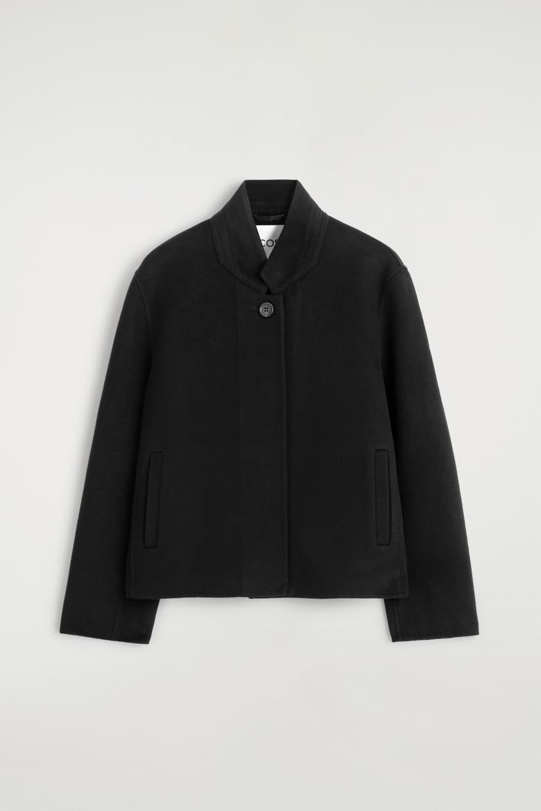 Structured Double-Faced Wool Jacket, Alternate, color, BLACK