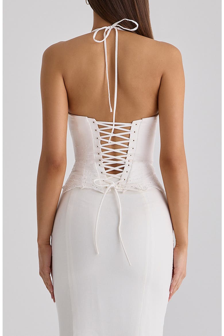 Zizi Halter Neck Broderie Dress, Alternate, color, WHITE